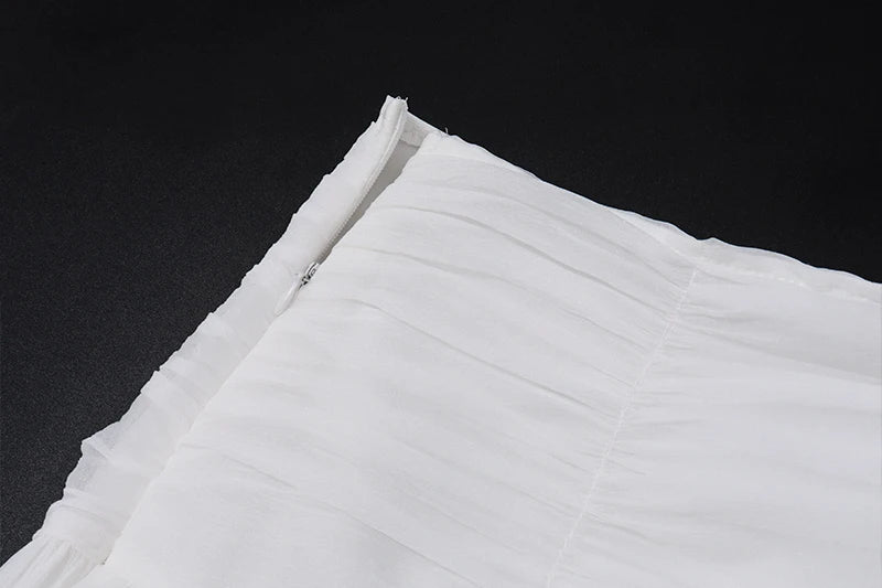 WhereMery Sexy Skirt Mesh Perspective Pleated Mini Skirt Waist Casual Mini Dresses Street Nightclub Summer Women's Short Skirt