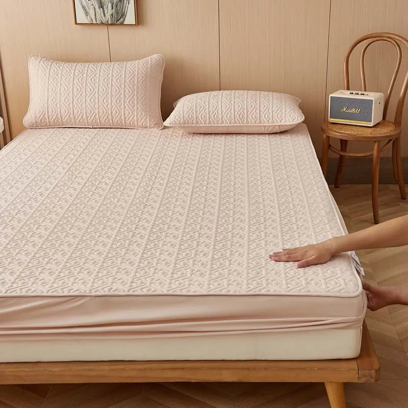 Pure Cotton Soft Quilted Mattress Cover Anti-bacterial King Size Customized Bed Pad Protector Cover Not Included Pillowcase