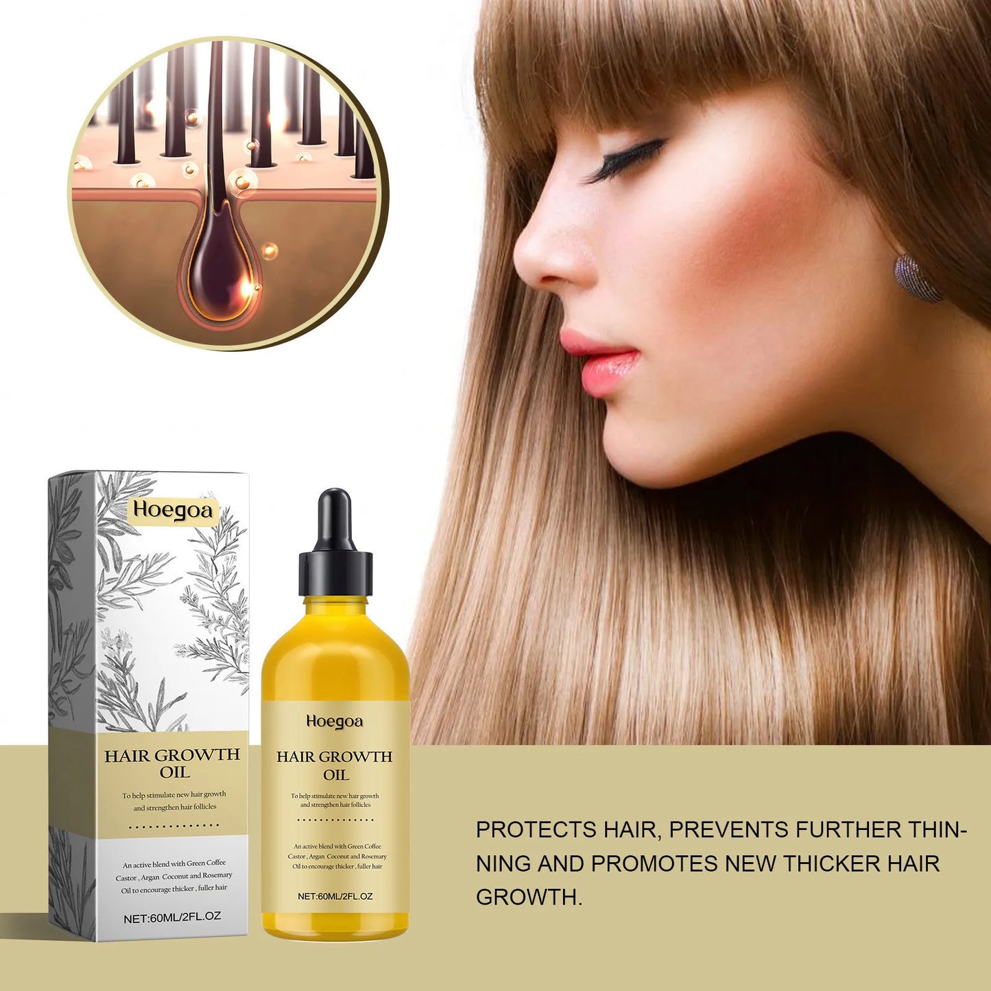 Rosemary Dense Hair Essential Oil Prevent Hair Loss Repair Hairs Damage Smooth Moisturizing Nourishing Hair Regrowth Oil 120ml