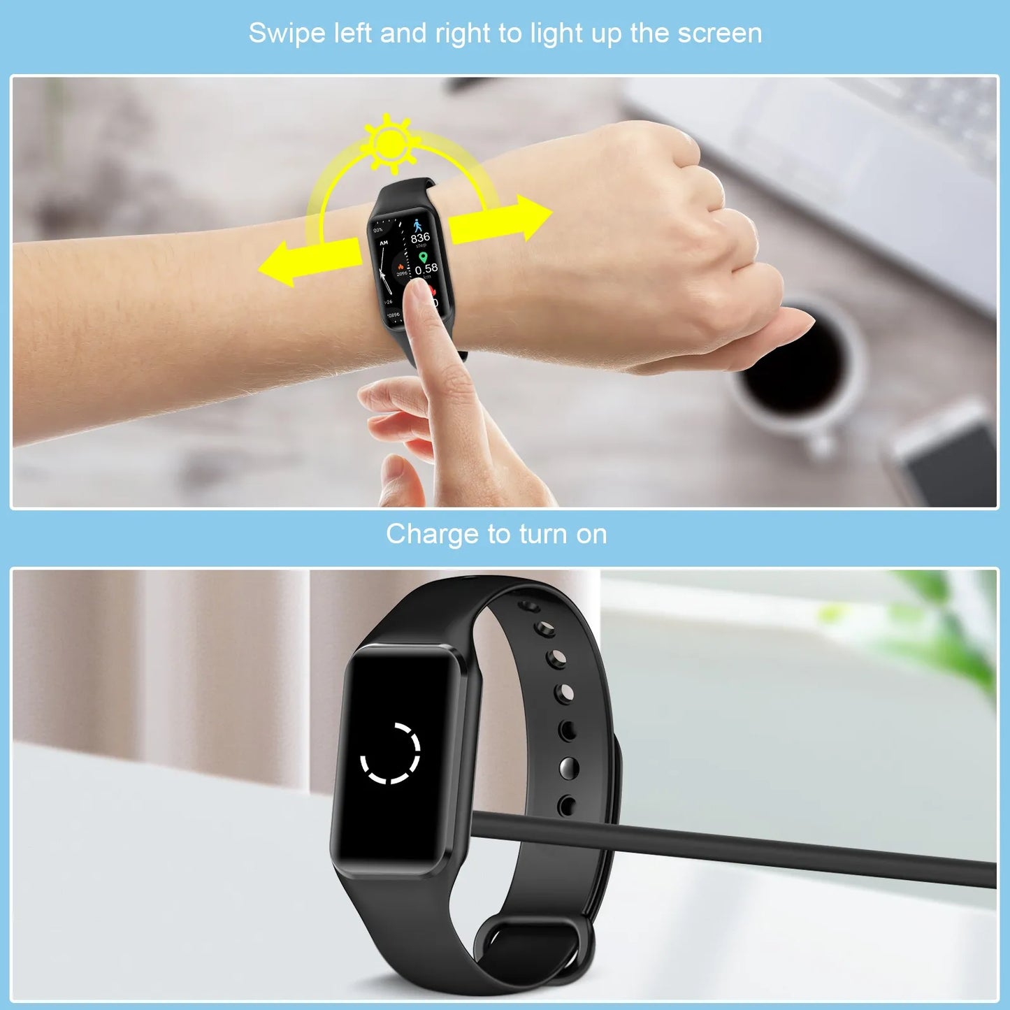 IOWODO 1.47" HD Smart Watch for Men Women Exercise Mode Smartwatch Sleep Monitor Pedometer Fitness Watch with Heart Rate SpO2
