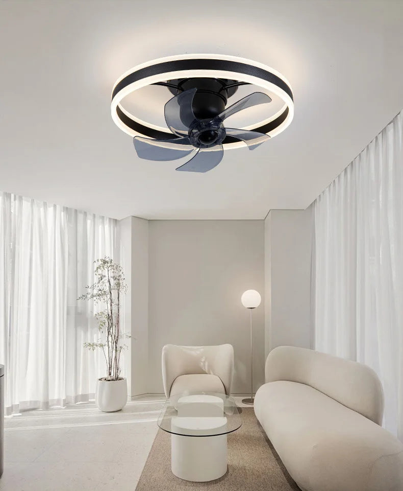 Inverter DC Motor Ceiling Fan Lamp with Remote Control Infinitely Dimmable 6-Speed Adjustment 360°Rotation Detachable LED Lights