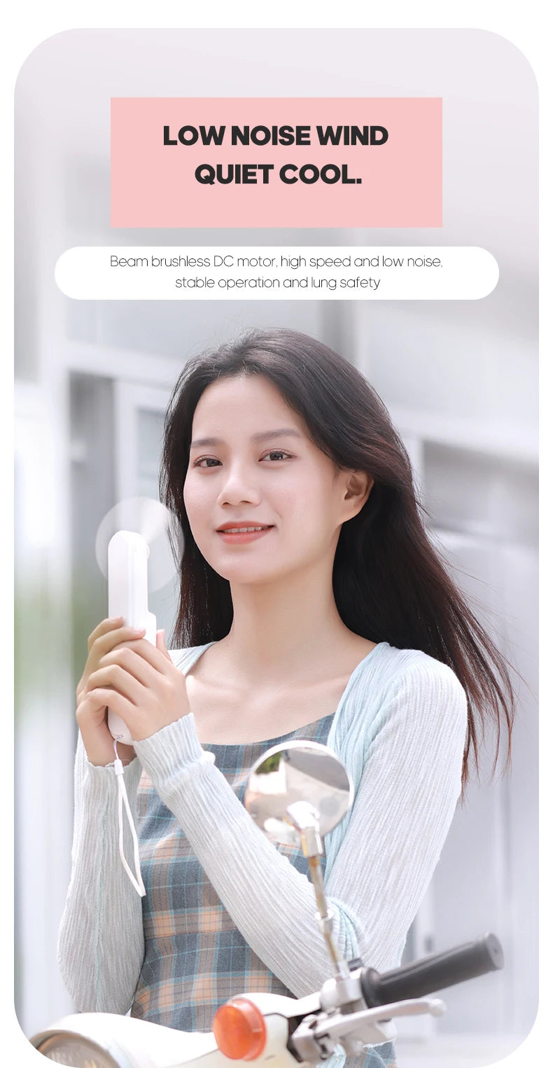 Portable Fan Mini Handheld Fan USB 1200mAh Recharge Hand Held Small Pocket Fan with Flashlight Feature