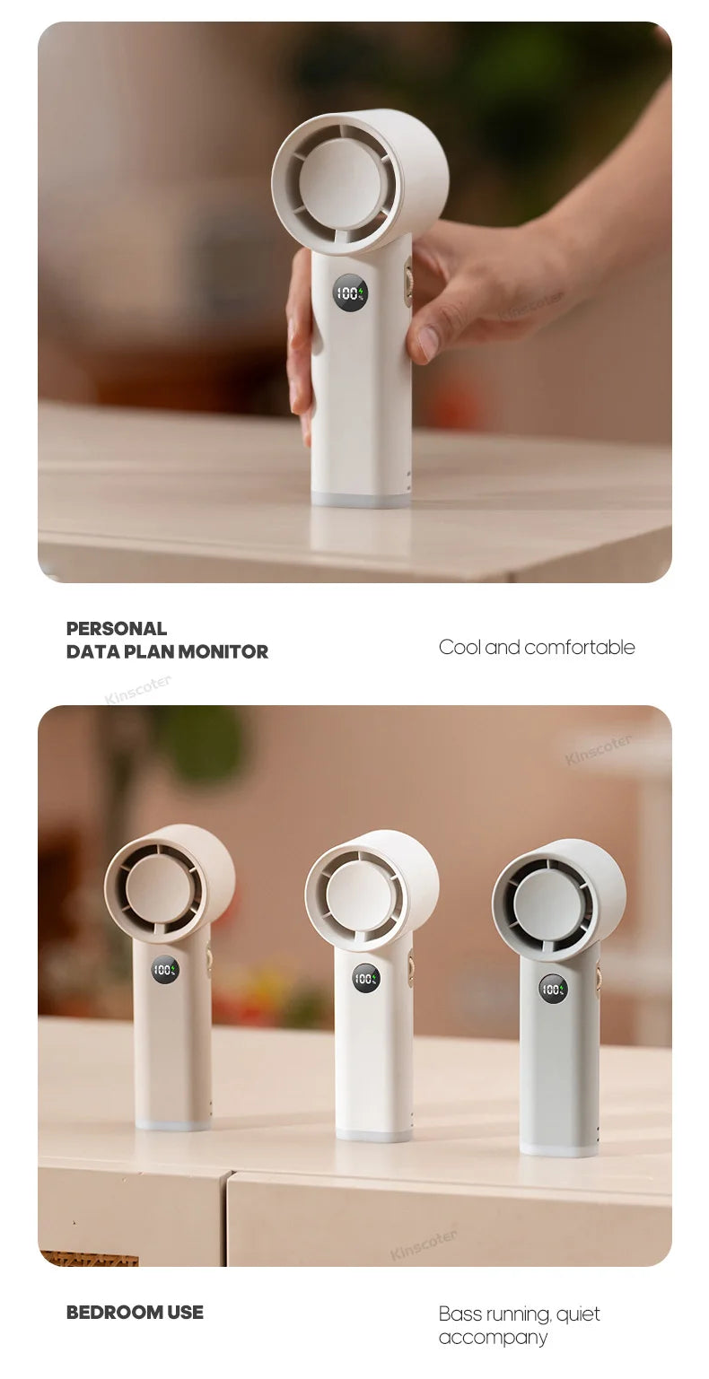 New Digital Handheld Fan High Speed Wind 100 Speeds Cooler Fan Ventilator Turbo Fan Air Circulator Handfan