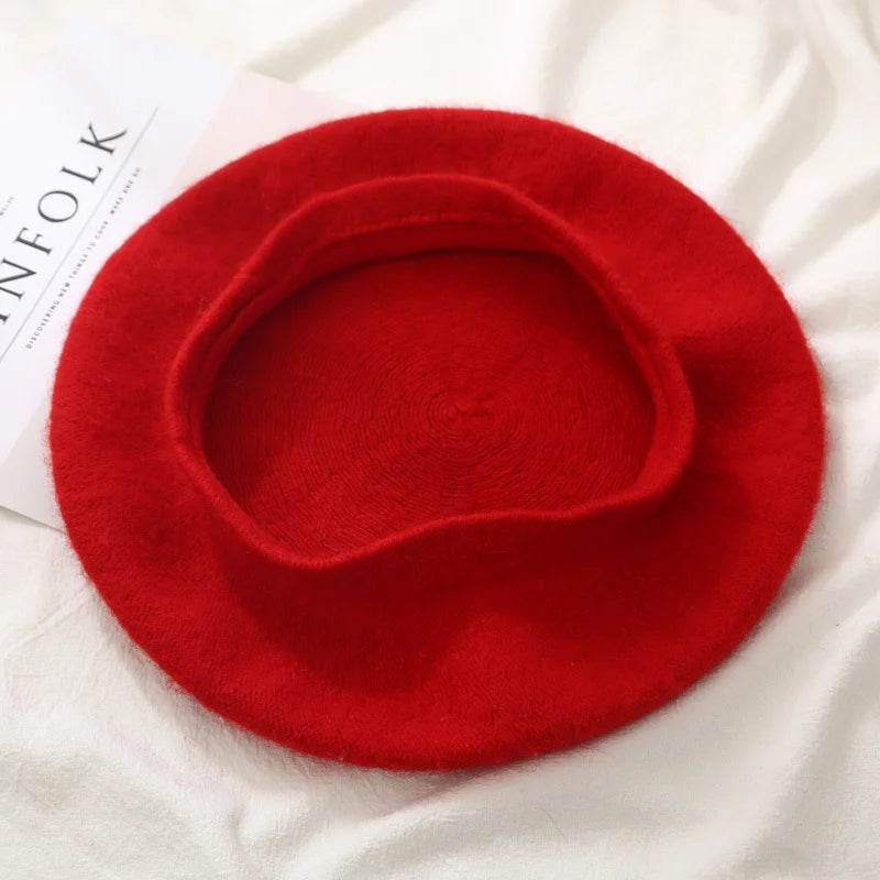 100% Wool Retro Beret Hat Autumn Winter Women British Hepburn stylish Artist Painter Hats Thick Warm Woolen Pumpkin Beanies Cap