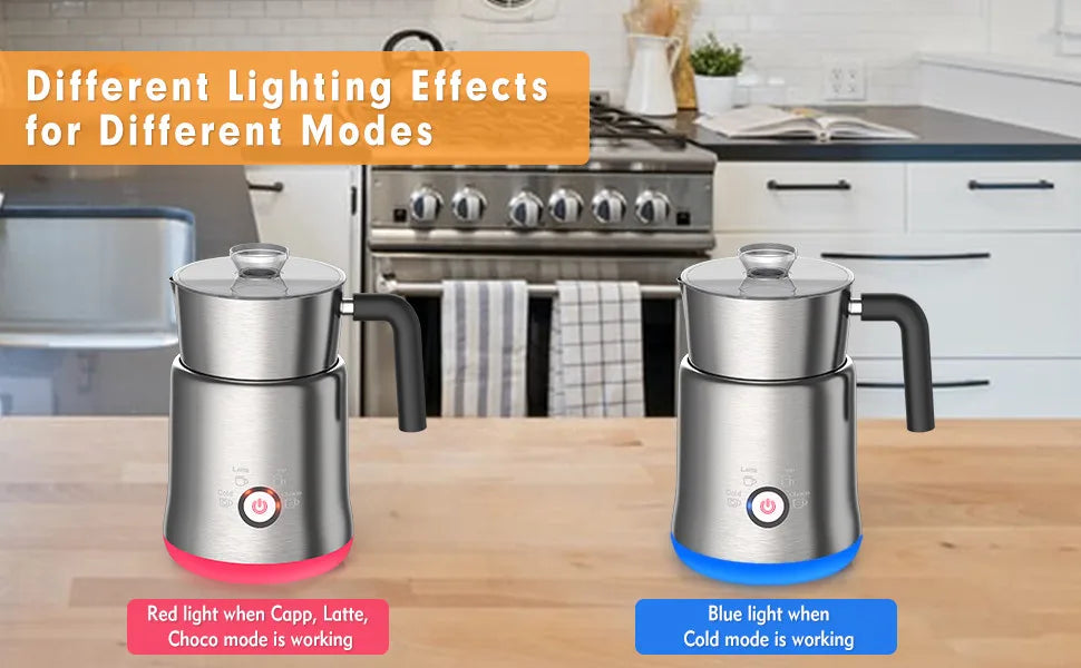 4 in 1 Multi-function Milk Frother Electric Hot and Cold for Making Latte Cappuccino Coffee Chocolate Kitchen Appliances DEVISIB