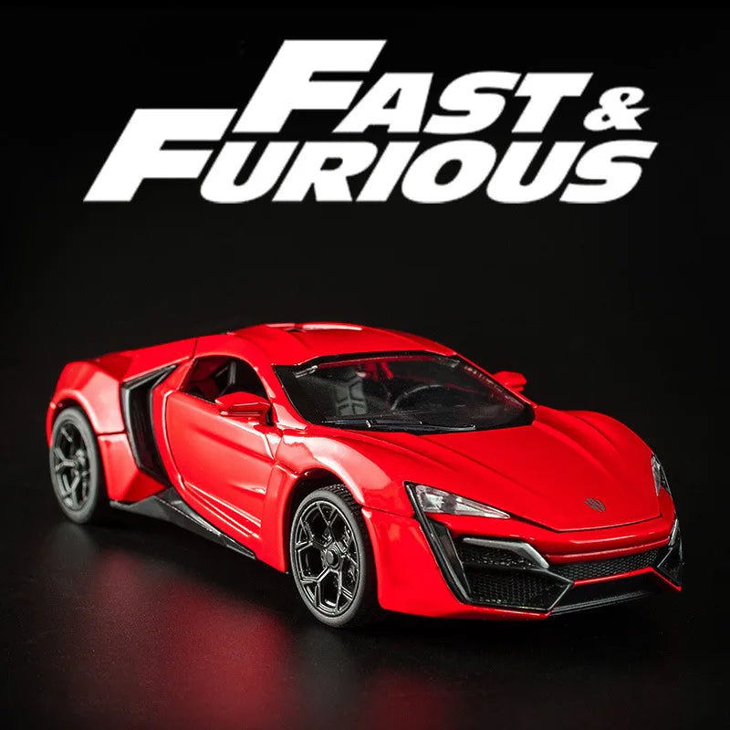 1: 32 Lykan sport Fast and Furious 7 Alloy Car Model Diecasts Toy With Sound and Light Vehicles Decoration Toys For Kids Gift