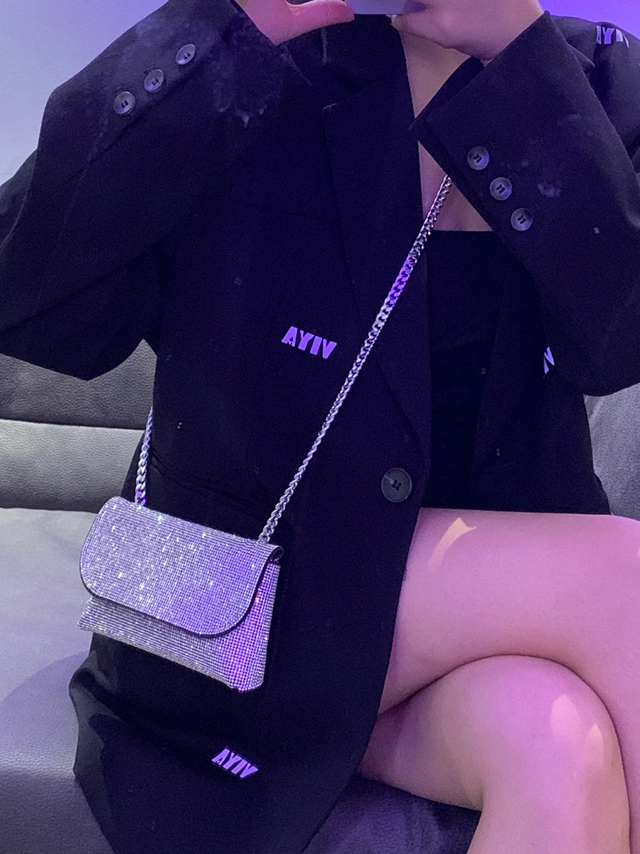 JIOMAY Mini Shoulder Bag for Women Designer Purses and Handbags Bling Rhinestone Clutch Bags Girls Chain Crossbody Bag Wholesale