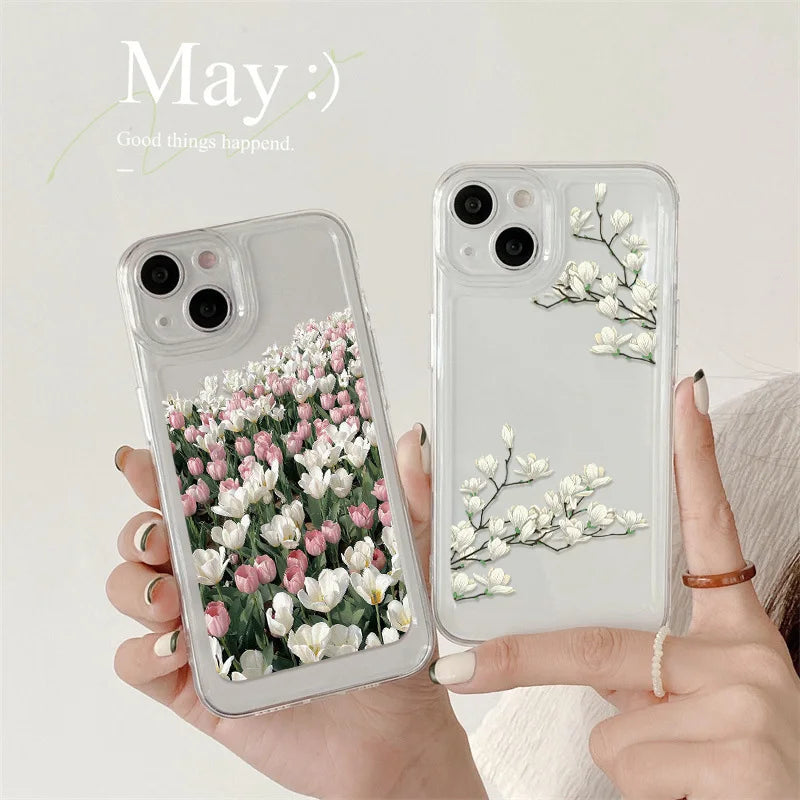 Case For iPhone 11 Case iPhone 14 Pro Max Case For iPhone 12 14 13 16 Pro 15 Pro Max XR XS 7 8 15 Plus Cover Flower Soft Fundas
