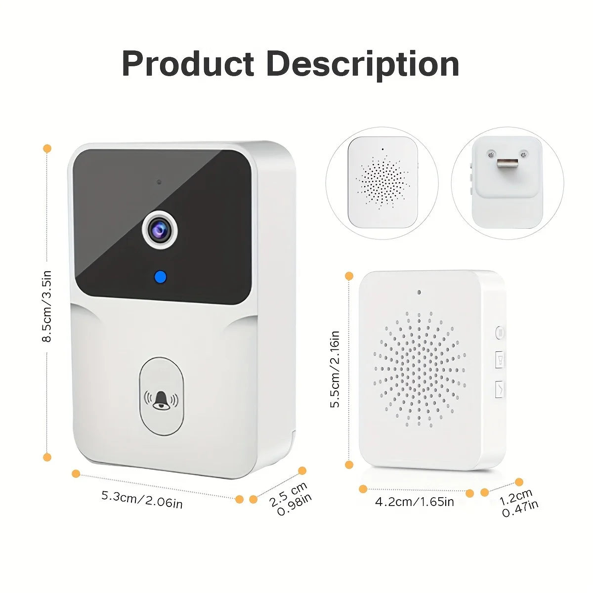 tuya Wireless smart video doorbell, 2.4G WiFi home security camera, 2-way audio, night vision, battery, secure home monitoring