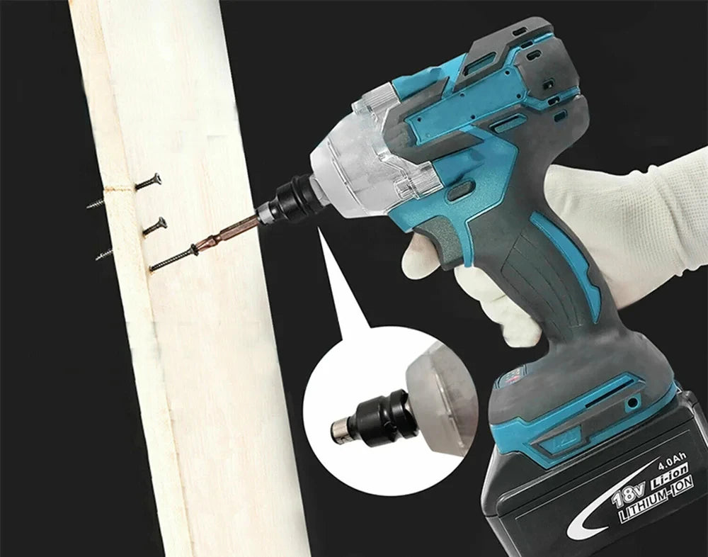 520Nm Brushless Electric Impact Wrench 18V Rechargeable Wrench Power Tool Compatible for Makita Battery 1/2 Inch Head Power Tool