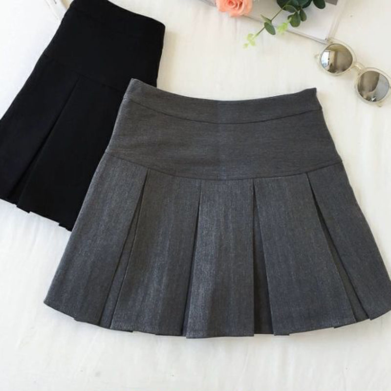 Fashion A Line Women Pleated Skirt High Waist Zipper Grey Student Mini Skirt JK Summer New 2023 Black Ladies Suit Skirt