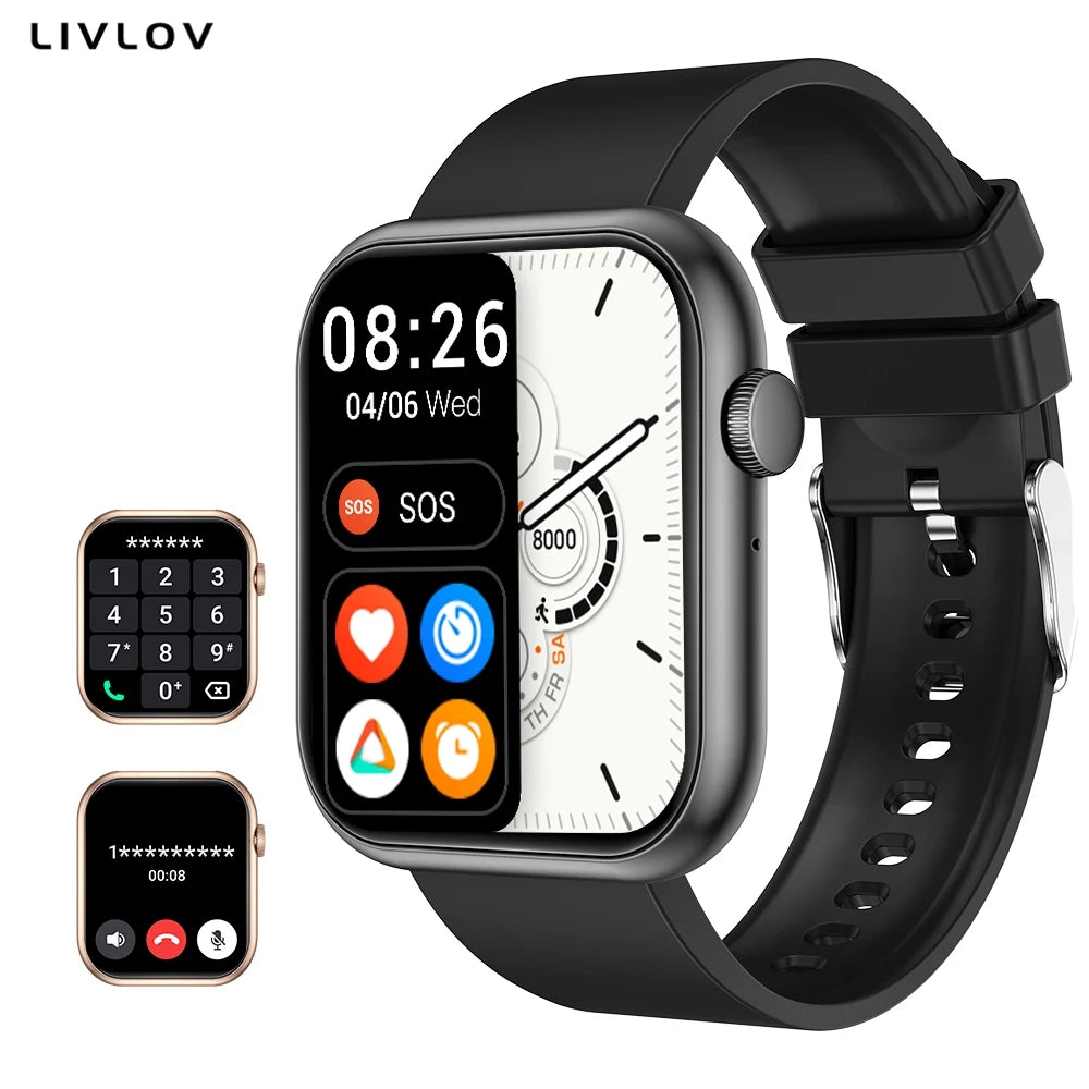 AI Voice Assistant Smart Watch, 2.0'' HD Screen Fitness Tracker with Temp Check/ Breathing Exercise/ Flashlight/ 100+Sports