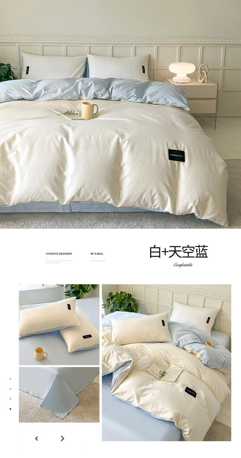 White Bedding Comforter Set with Pillowcase bed sheet Single Full Size Bed Linen Duvet Cover Set Queen/King Double Single Bed
