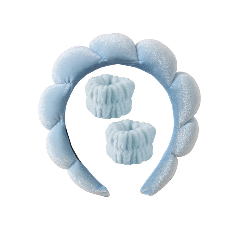 2024 Fashion Sponge Headband for Women Girls Puffy Hair Band Makeup Bubble Retro Terry Cloth Headbands Hair Accessories Headwear