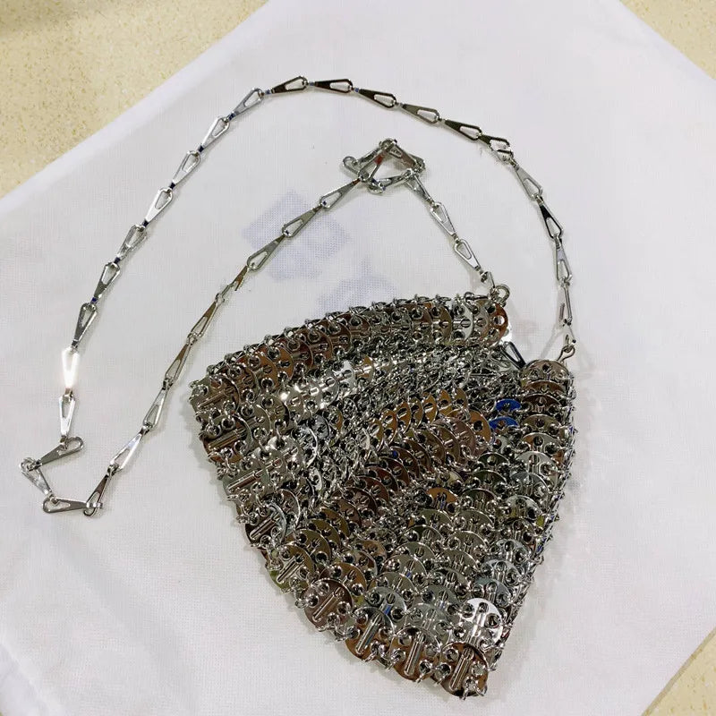 luxury Women Bags Designer Metal Sequins Chain Woven Bag Hollow Evening Bags Clutch Female Travel Holiday Shoulder Bag Handbag