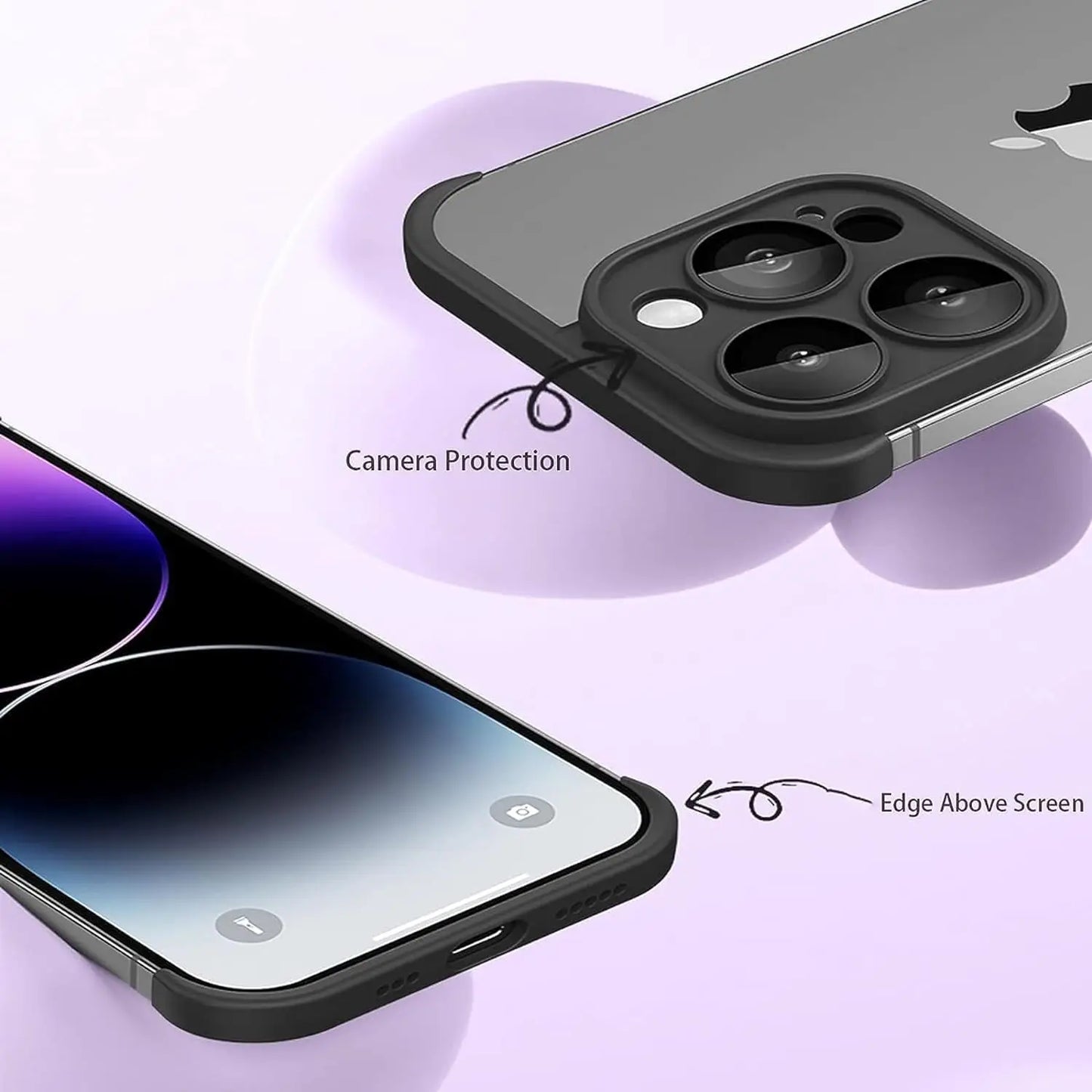 Bumper Case with Camera Lens Protector For iPhone 15 Pro Max 14 Plus 13 Mini 12 11 15Pro 14Pro 13Pro Frameless Cover Accessories
