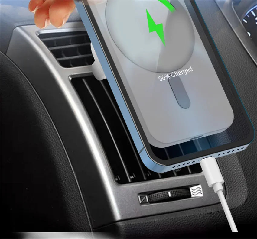 Magnetic Car Wireless Charger For iPhone 12 13 14 15 Pro Max Mini Magnet Car Phone Holder Stand Mount 15W Fast Charging Station