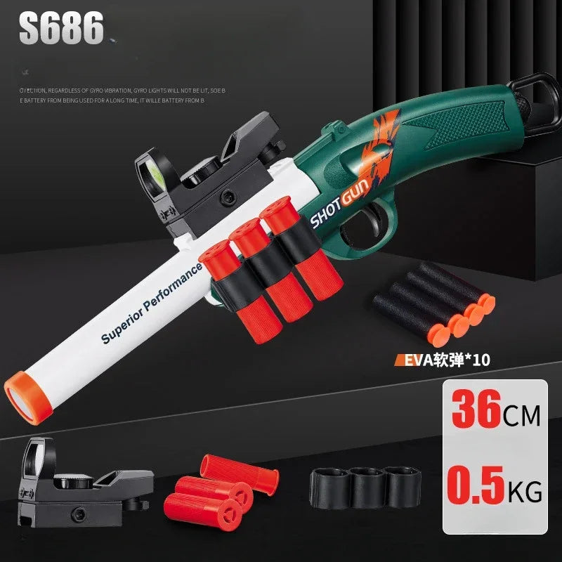 Mini S686 Shell Throwing Soft Bullet Launcher Toy Gun Airsoft Foam Bullet Blaster CS Outdoor Weapon Children Pistol