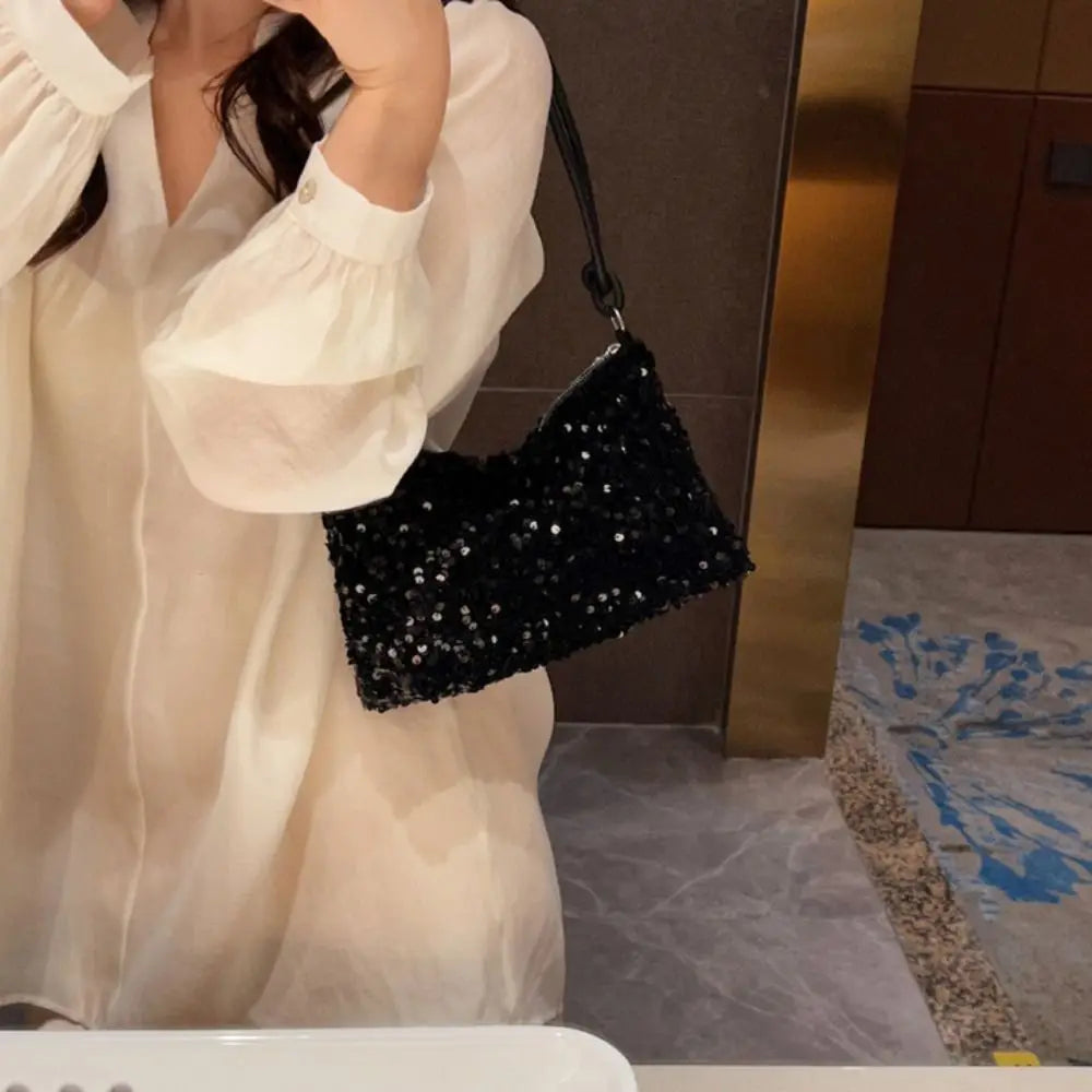 Solid Color Sequins Crossbody Bags Fashion INS Sequins Shoulder Bags Phone Purse Handbag Evening Clutch Bag Girl DIY