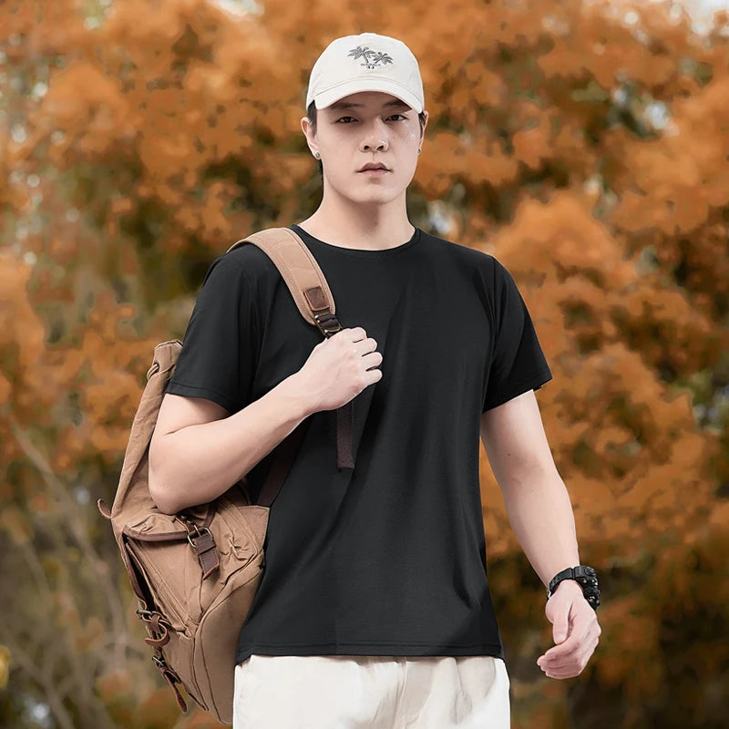Quick Dry Sport Fashion T Shirt Men'S 2024 Short Sleeves Summer Casual Black Green OverSize 6XL 7XL Top Tees GYM Tshirt Clothes