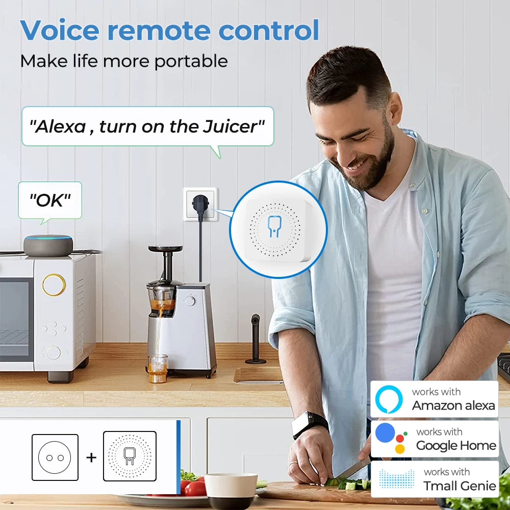 Smart Home Tuya Wifi Smart Switch with Energy Monitor 16A Mini Breaker Automation Module DIY 2Way Control Work with Alexa Google