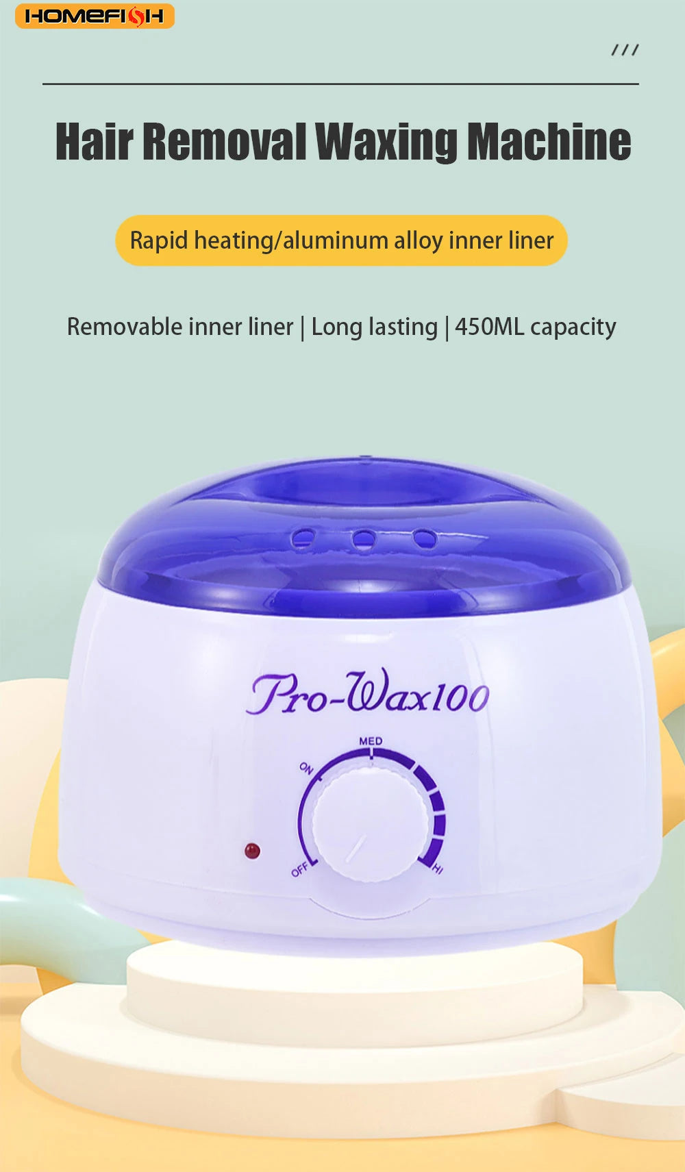 Therapy Machine Wax Warmer Portable Electric Hair Removal Kit Facial Bikini Area Armpit- Melting Pot Hot Wax Heater