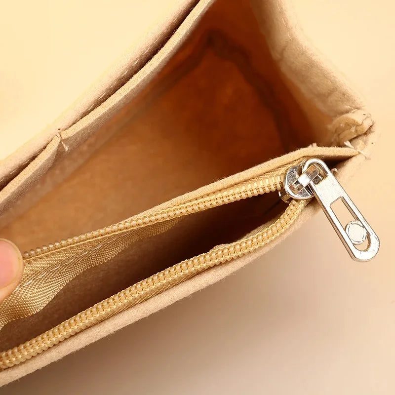 New Felt Liner Cosmetic Bag, Multi-lined Multi-Grid Bag, Single-Handle Storage Bag, Ultralight Dumpling Handbag