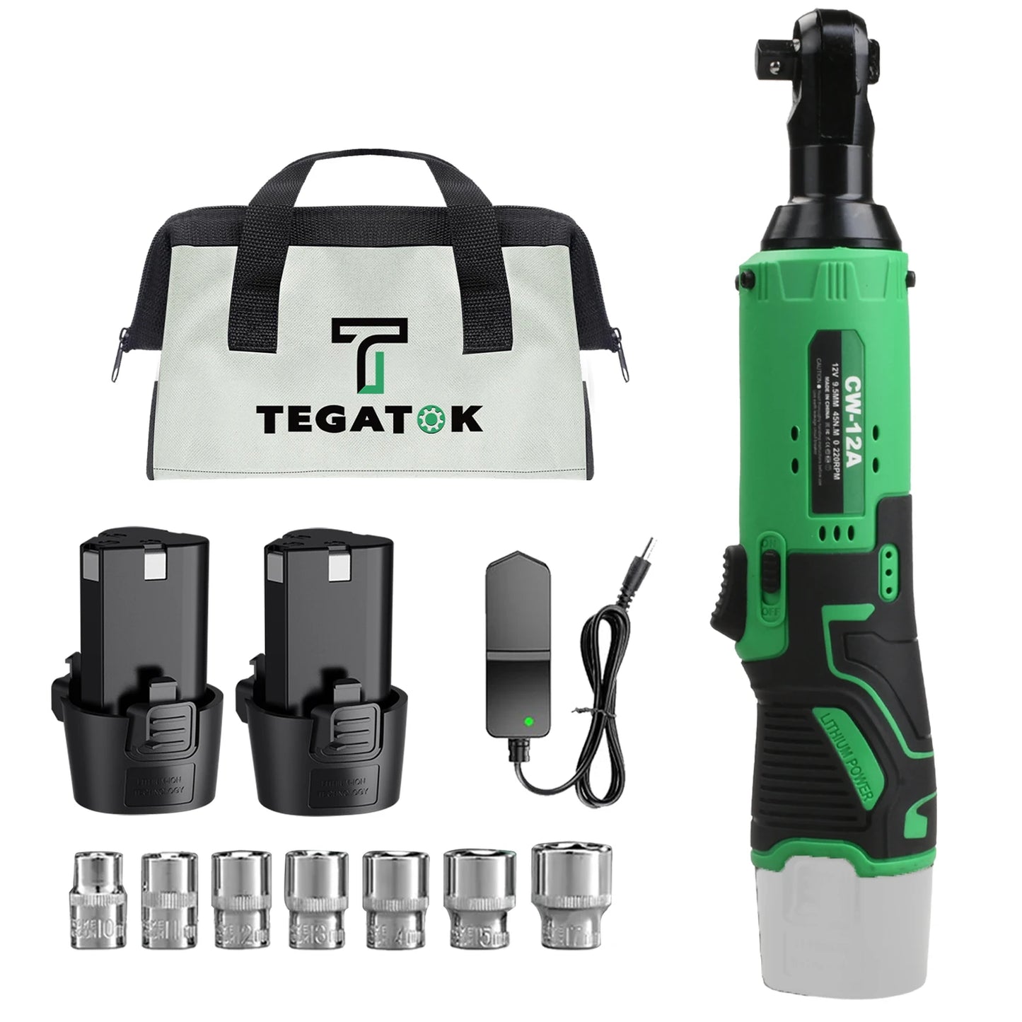 400 RPM 3/8" 12V Tegatok Cordless Ratchet Wrench Set - Rotary Tools For garden, home and all other living needs