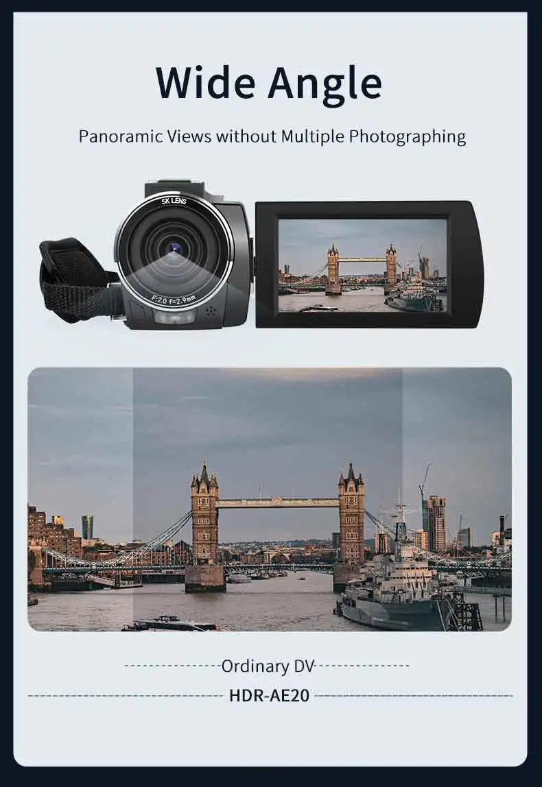 5K UHD Professional Camcorder Ordro AE20 Video Camera Youtube Vlogging Filming Recorder with WIFI IR Night Vision Digital Zoom