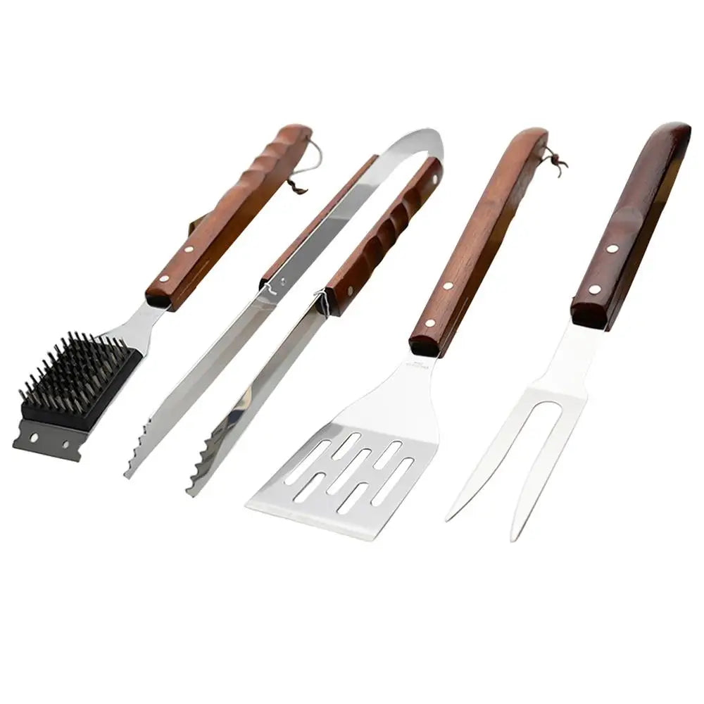 4PCS Grill Utensils Set Stainless Steel Heavy Duty Grilling Accessories Kit Outdoor Camping BBQ Grill Tools Set Grill Utensils
