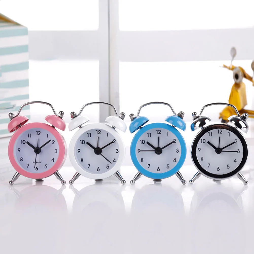 Classic Double Bell Alarm Clock Quartz Movement Bedside Nighttime Analog Clock 7*5*1.8cm Double-bell Alarm Clock