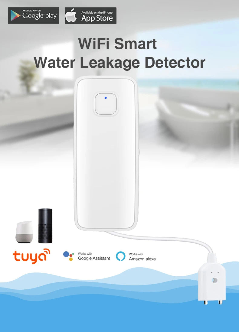 Tuya WiFi Water Leakage Sensor Flood Water Leakage Alarm Smart Home Automation Residential Security Protection Smart Life App