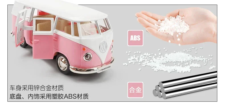 1:36 Volkswagen T1 Bus Miniature Car VW Toys Alloy Diecasts Diecasts Scale Metal Collection Car Model Vehicles Kids Toy Car X23