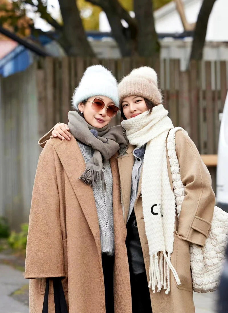 Big size New Brand fur pompom hat Fashion traveling hats for women girl High quality rabbit fur winter Warm Female beanies