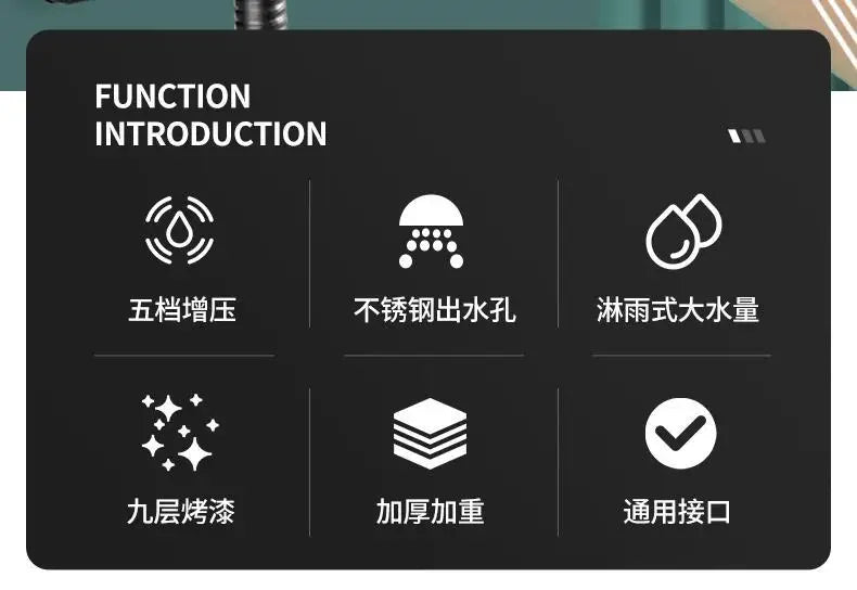 Black Silver Shower Head High Pressure 5 Modes Water Saving Nozzle Powerful Pressurized Spa Handheld Showers Bathroom accessorie