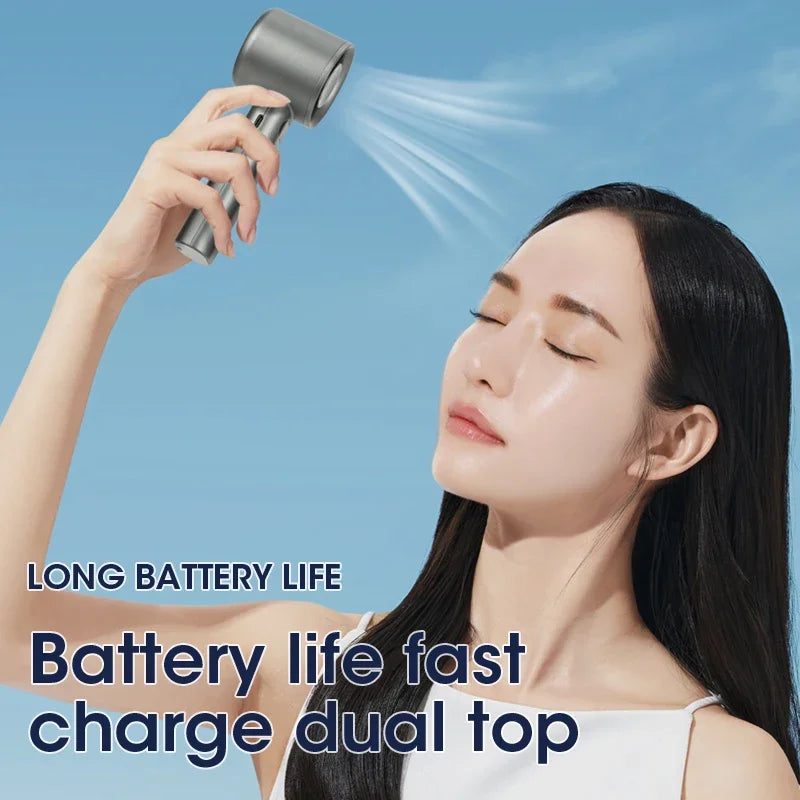 120 Gears Handheld Fan Desktop Small Fan Portable USB Charging Turbo Fan High-speed Mini Fan Data Disply Air Conditioner Fans