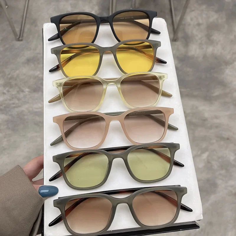 Women Trend Two-tone Sunglasses New Personality Square Frame Sunglasses Retro Yellow Men Fashion Frosted Small Frame Glasses