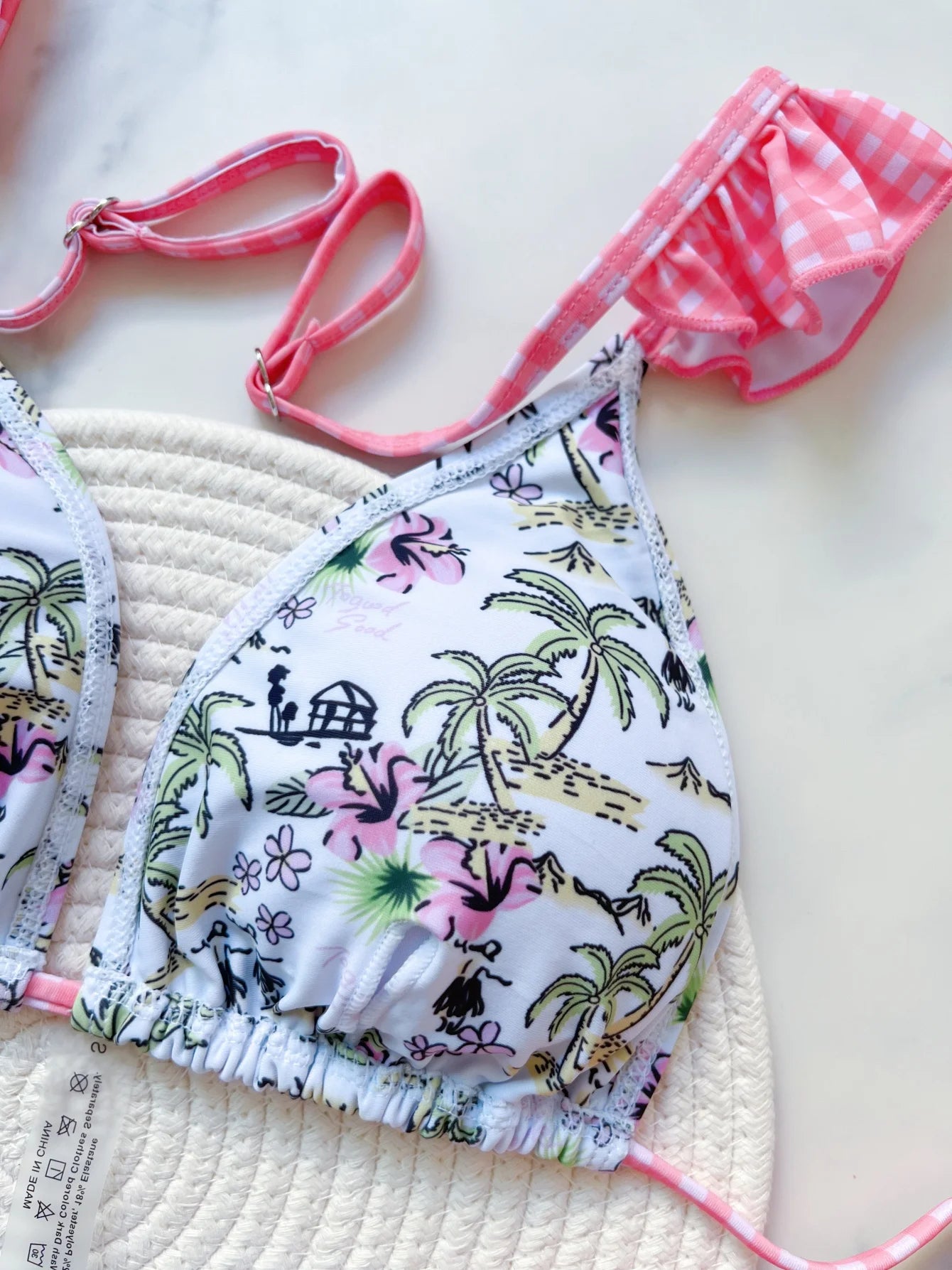 RUOTONSEPT Printed Ruffled Frilled High Leg Cut Bikini Women Swimwear Female Swimsuit Two-pieces Bikini set Bather Bathing Suit