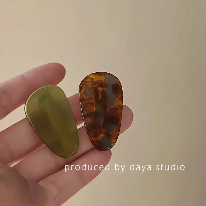 New Korean Version Daily Acetic Acid Geometric Women's Side Clip Fashionable and Fresh Girl Hair Clip Retro Bangs Duckbill Clip