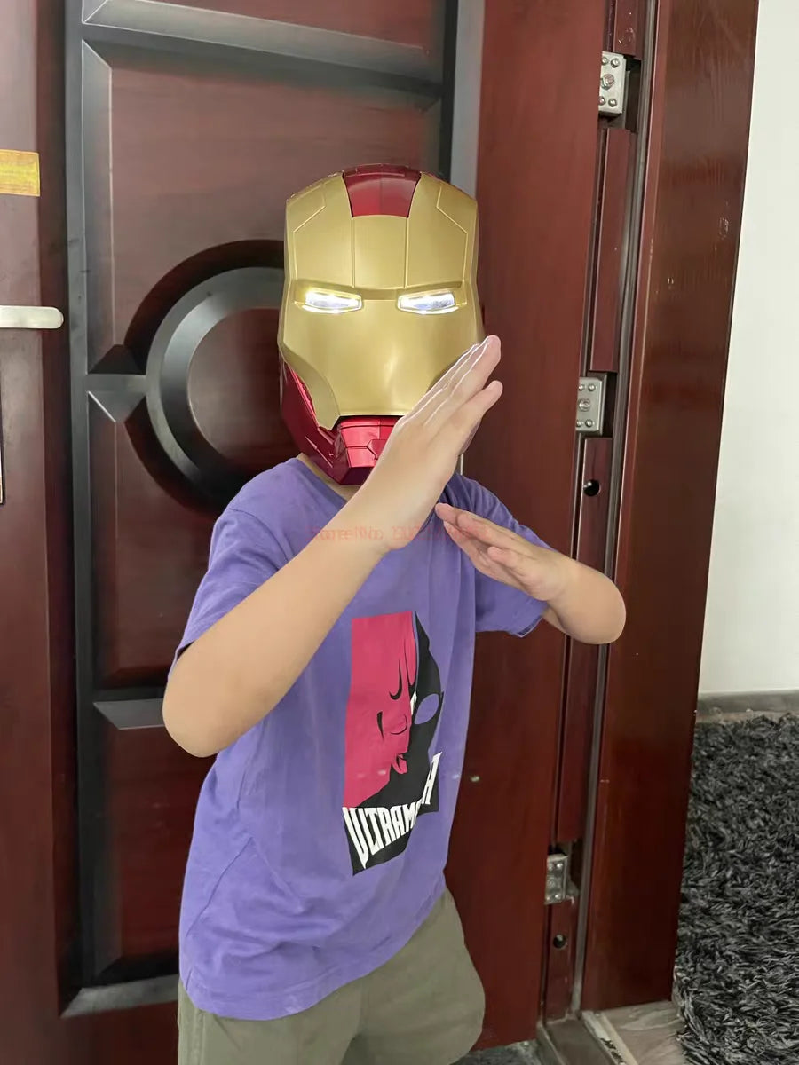 In Stock New Marvel Avengers Iron Man Helmet Cosplay 1:1 Light Led Ironman Mask Pvc Action Figure Toys Child Adult Gift