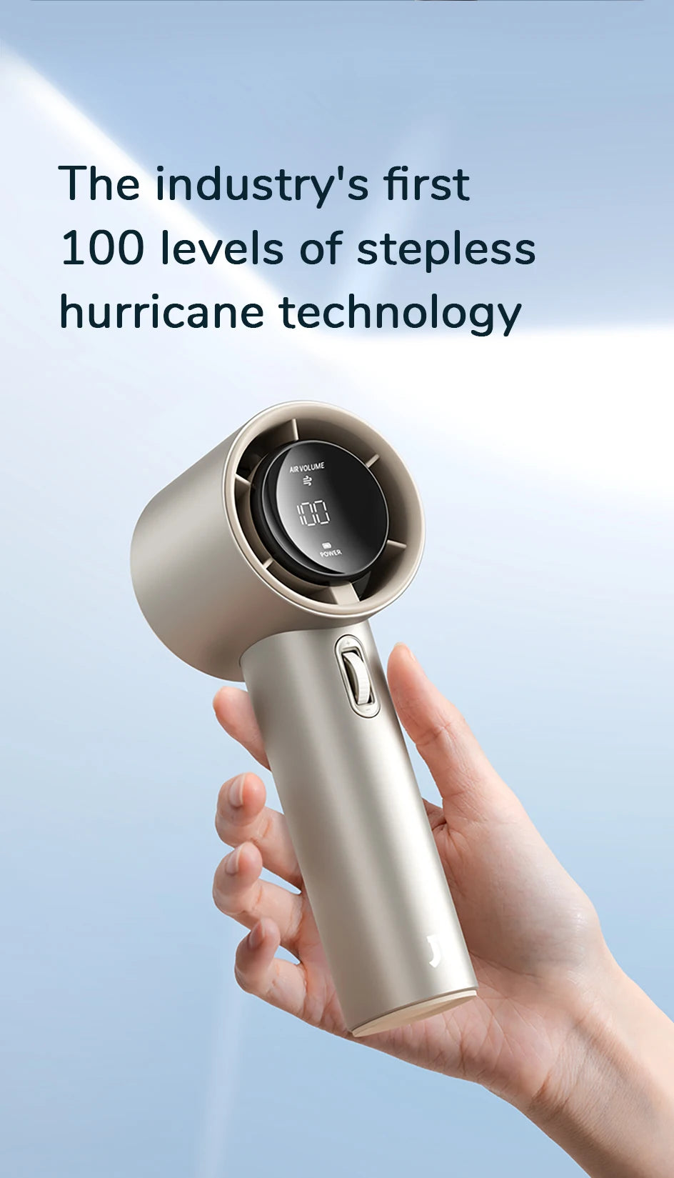 JISULIFE Portable Hand Fan , 100 Wind Speeds, Mini Bladeless Handheld Fan, USB Rechargeable Personal Fans, Electric Eyelash Fan