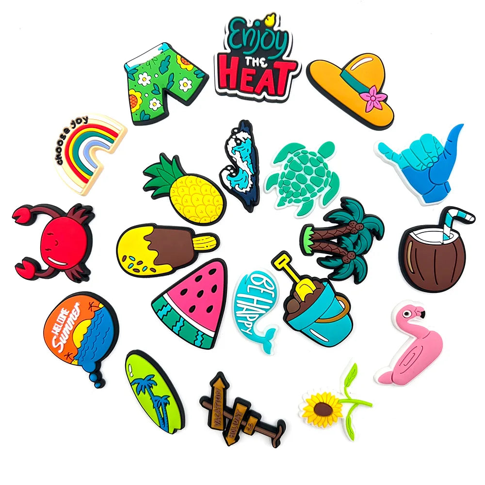 Summer Style sandbeach Shoe Charms for Clogs Sandals Decoration Shoe Accessories Charms for Friends Gifts