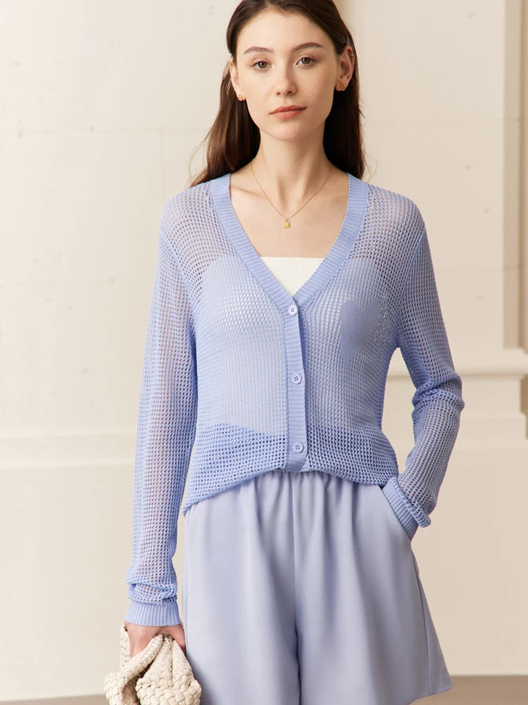 AMII Minimalism Knitted Cardigan for Women 2023 Spring New Fashion V-neck Loose Elegant Versatile Office Lady Cardigans 12341151