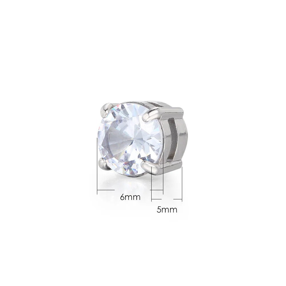 Fake Earrings Strong Magnet Magnetic Ear Stud Stainless Steel Zircon Non Piercing No Ear Hole Men Women Accessories Jewelry