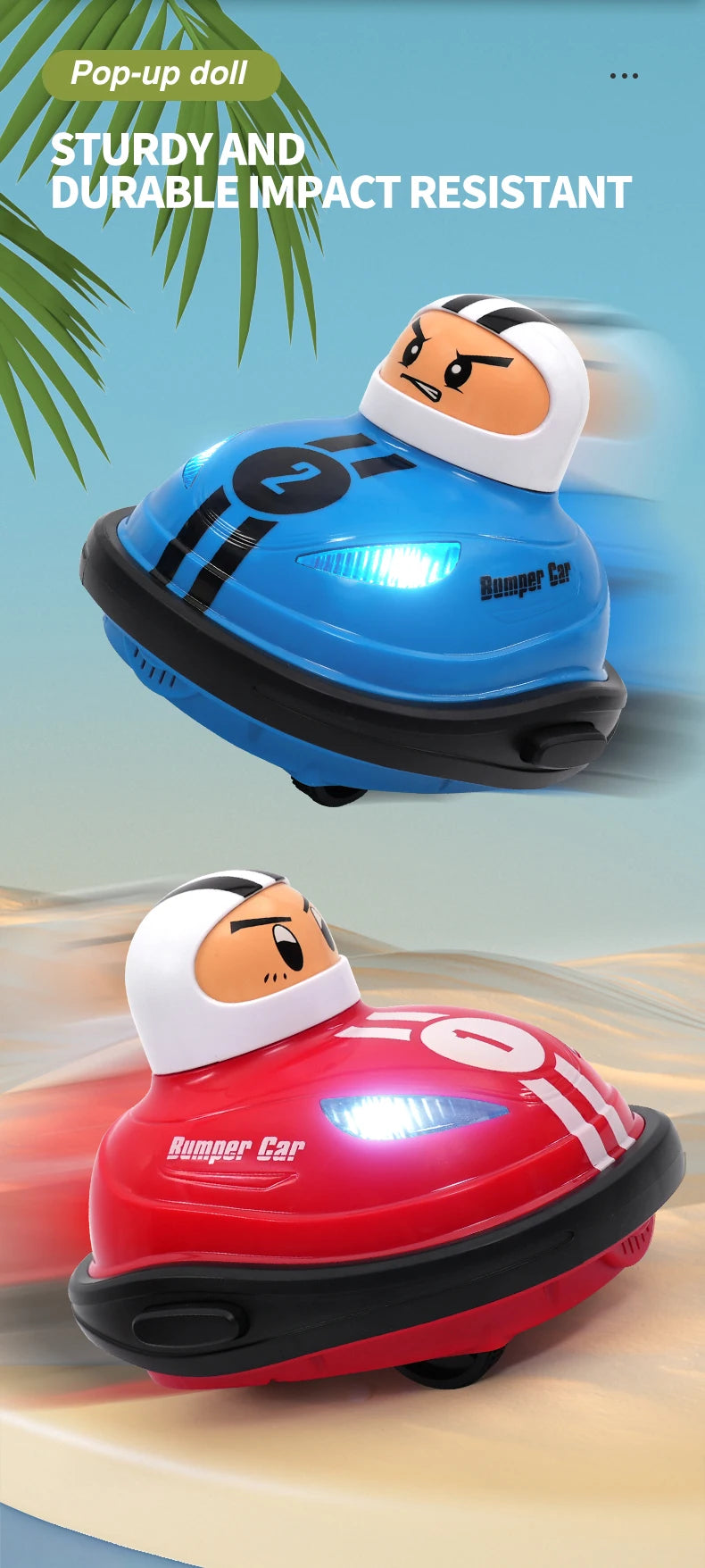 RC Toy 2.4G Super Battle Bumper Car Pop-up Doll Crash Bounce Ejection Light Children's Remote Control Toys Gift for Parenting