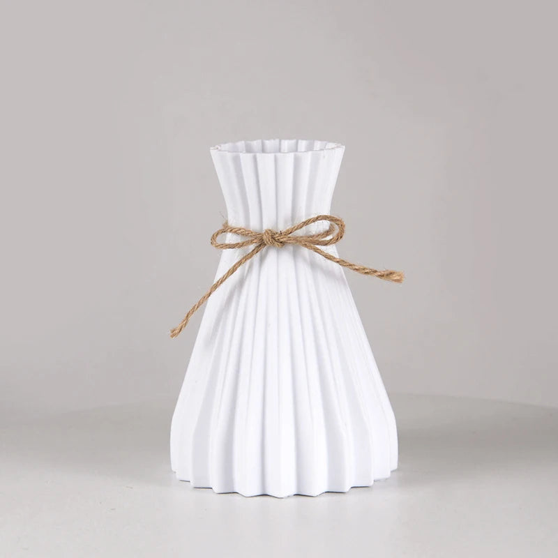 Nordic Flower Vase Imitation Ceramic Plastic Flower Vase Pot Home Living Room Desktop Decoration Wedding Centerpiece Arrangement