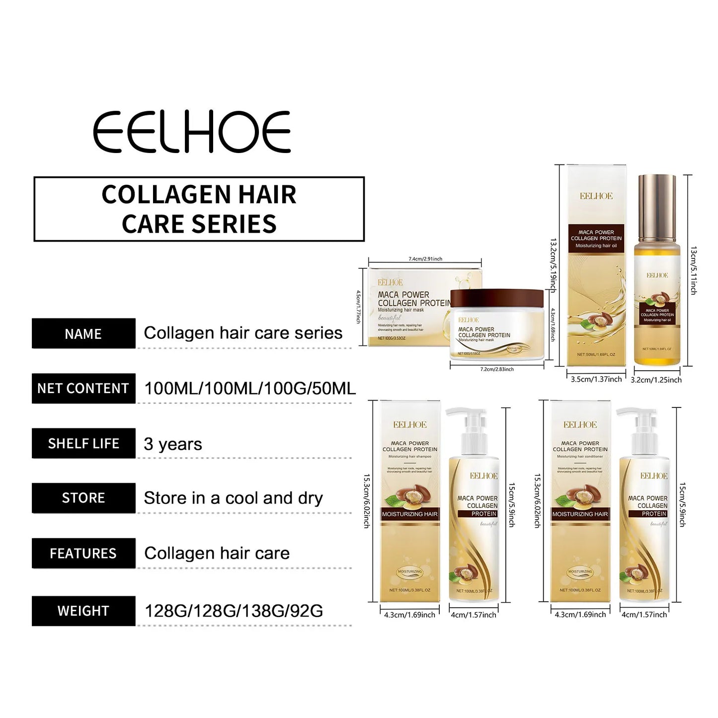 EELHOE Collagen for Hair Cleaning Sets of Hair Care Products Smooth Strengthen Hair Loss Prevention Repair Keratin Essential Oil