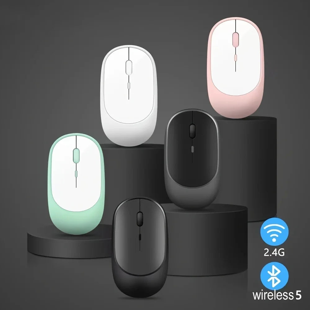 Wireless Mouse Rechargeable Mouse Gamer Dual Modes Bluetooth-compatible 2.4G USB Mute Mice For Laptop Pad Tablet Macbook Mause
