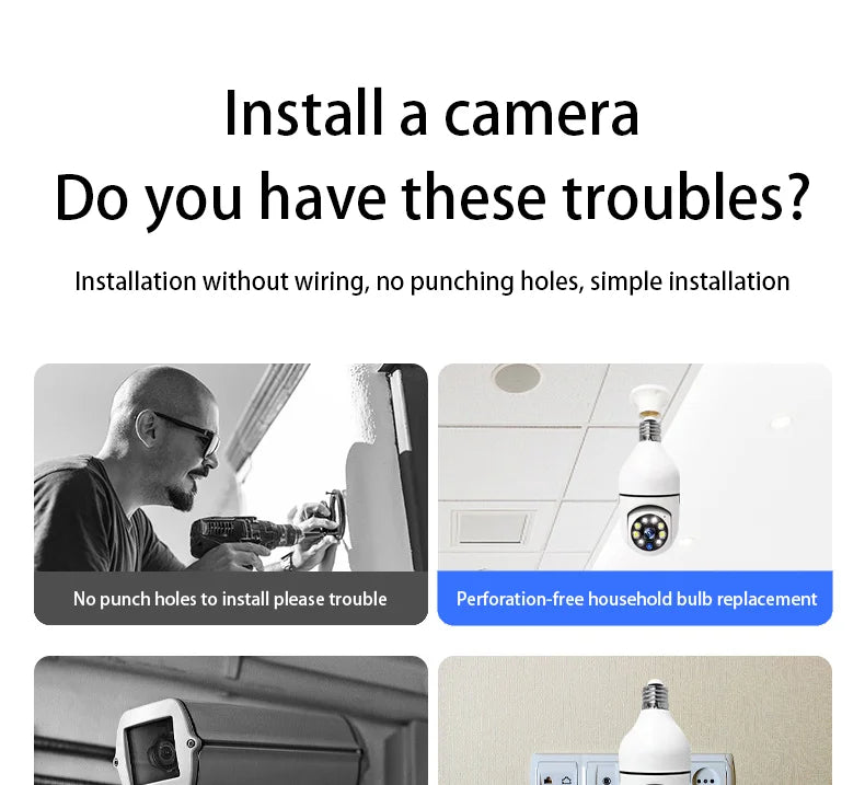 1080P Wifi Bulb E27 Surveillance Camera Full Color Night Vision 360° Rotating Automatic Human Tracking Two-way Talk Smart Home