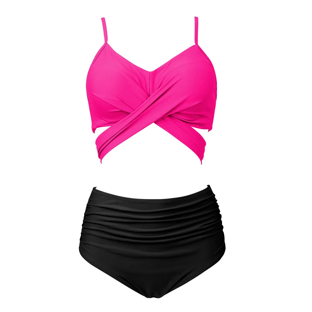 High Waist Sexy Bikini Set 2024 Biquini Swimwear Women Two Pieces Swimsuit Floral Beachwear V-Neck Bathing Suits Female